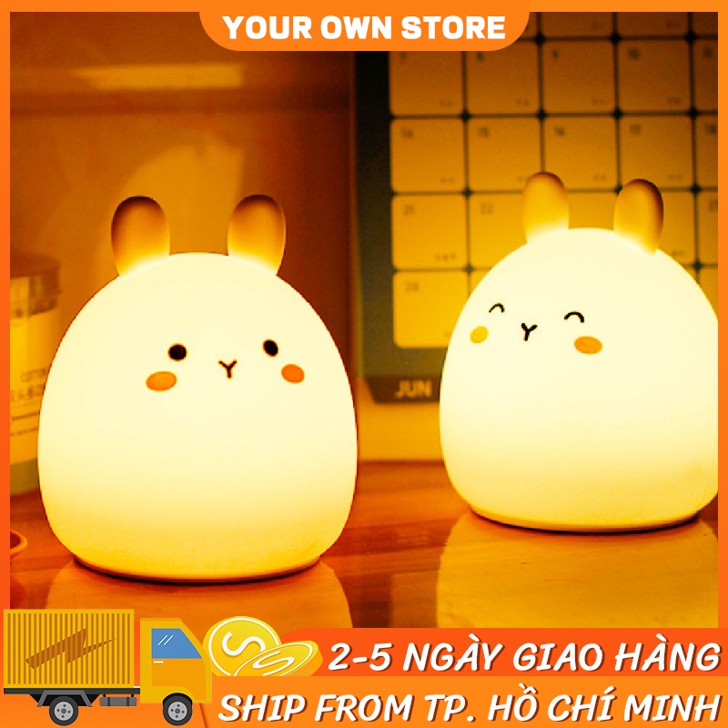 Đèn ngủ có thể sạc lại pin cảm ứng silicon cao cấp mèo con dễ thương