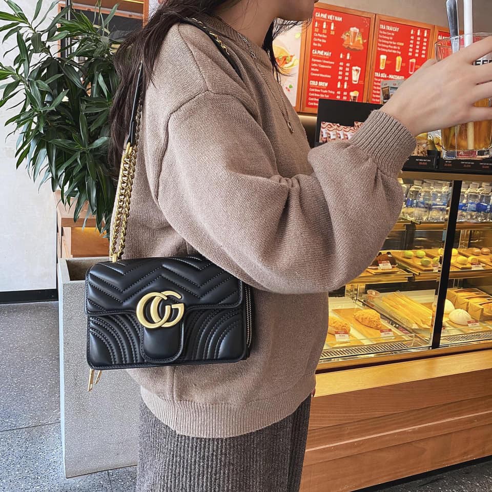 Túi CG 2 màu đen, be bản mới 2021 mã h47 DC.Fashion