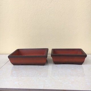 Bộ 2 chậu bonsai chữ nhật mini đất nung gốm bát tràng 2 size bm-35 -re2