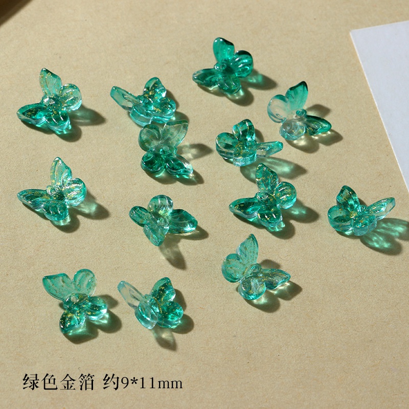 Set 10 Bông Tai Xỏ Hạt Thủy Tinh Hình Bướm Nhiều Màu Sắc Diy