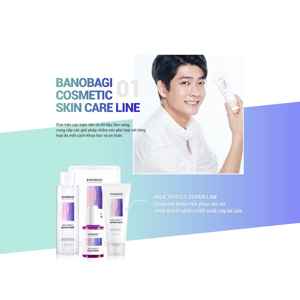 Bộ dưỡng phục hồi da chứa Rau má, Vit B3, Vit B5 Banobagi Milk Thistle Repair Set (Hàn Quốc)