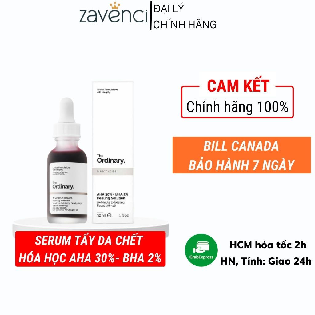 Serum ORDINARY AHA 30% BHA 2% Peeling Solution tẩy da chết hóa học 30ml - ZAVENCI Official