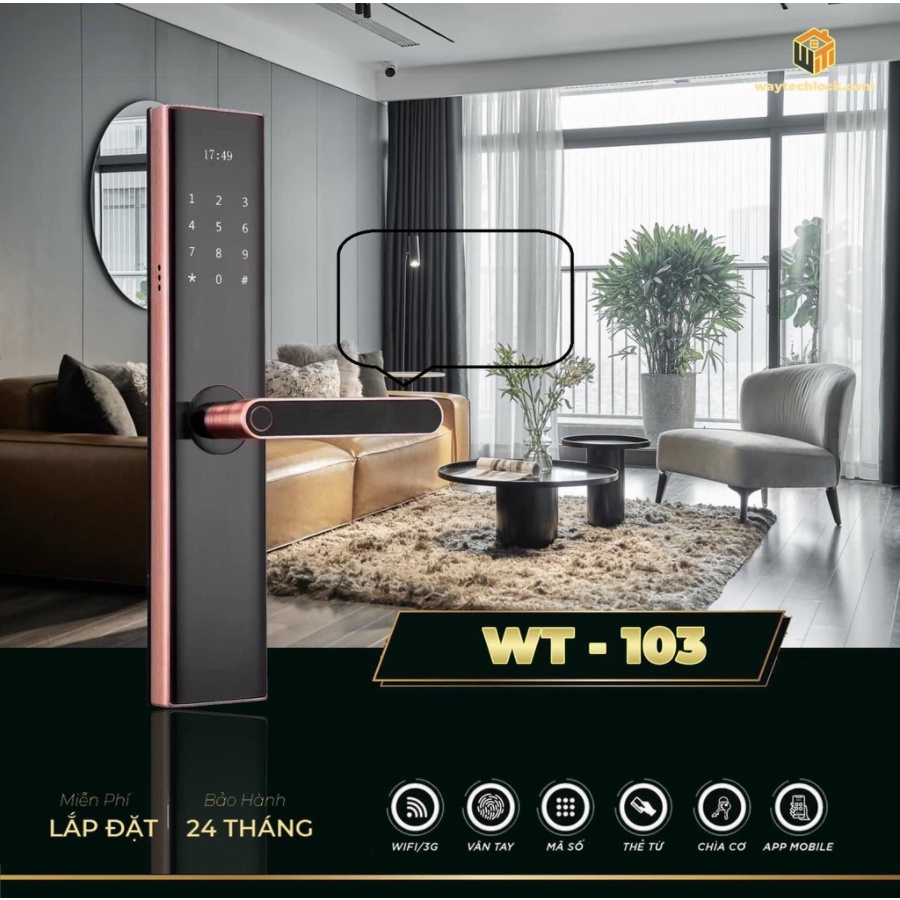 (BẢN TIẾNG ANH) Khóa từ thông minh 5 chức năng WT-103 cao cấp có màn hình, mặt kính cường lực, hạn chế bám vân tay