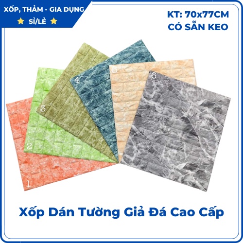 XỐP DÁN TƯỜNG GIẢ VÂN ĐÁ HOA CƯƠNG CAO CẤP 🎄RẺ VÔ ĐỊCH🎄 CAM KẾT Loại 1 - Kích thước 70x77cm, Có Sẵn keo