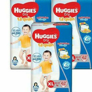 Tã quần huggies l68, xl62, xxl56