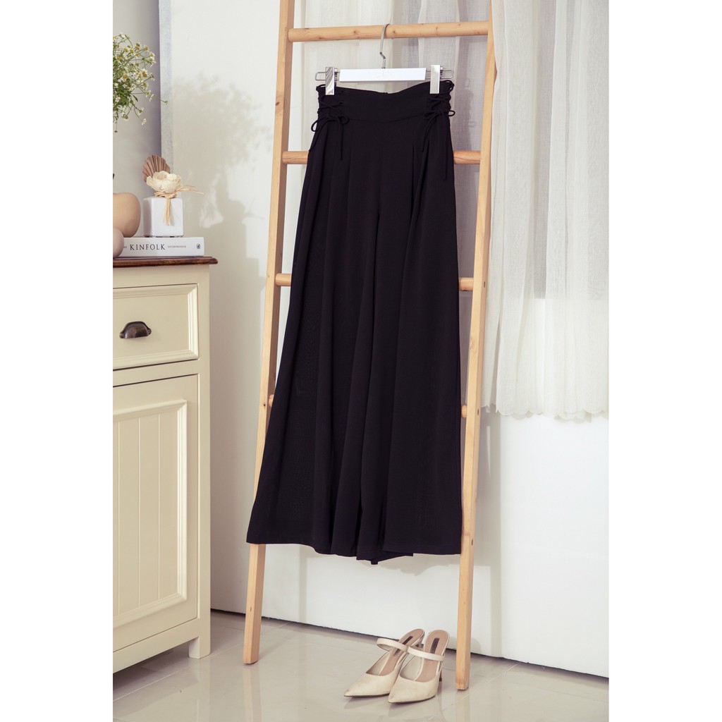 SÒ VINTAGE - FRILL Quần ống rộng đan dây cạp eo có khóa kéo | BigBuy360 - bigbuy360.vn