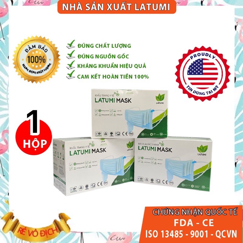 Khẩu Trang Y Tế 4 Lớp Kháng Khuẩn Cao Cấp Hộp 50 Ngăn Giọt Bắn, Bụi, Tia UV Sản Phẩm Đạt Chứng Nhận Y Tế ISO13485, CE