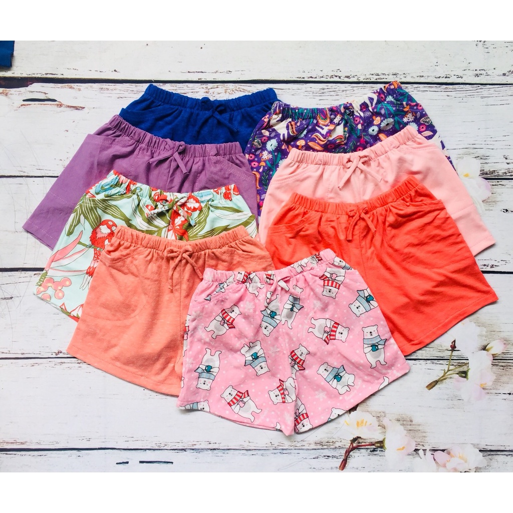 Quần thun bé gái cotton co giãn 4 chiều, quần đùi trẻ em, mặc nhà, mặc ngủ bé gái, cotton xuất dư mềm mịn thoáng mát