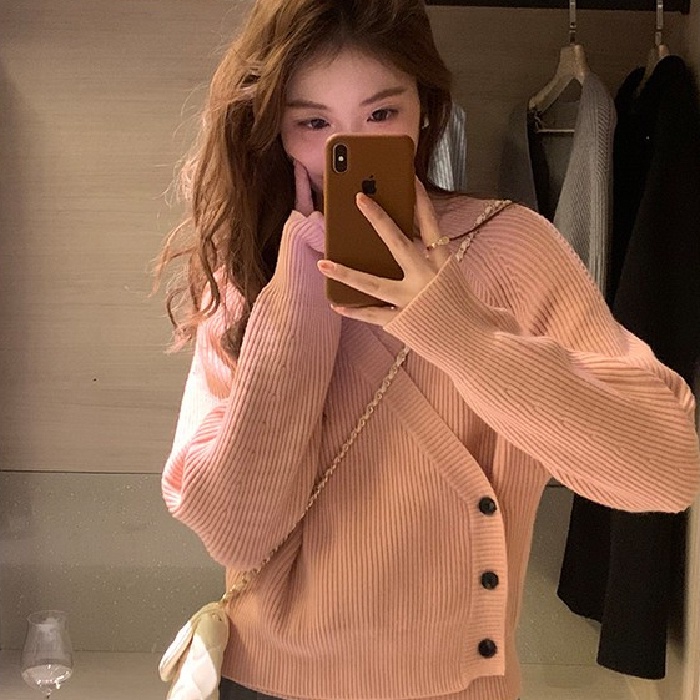 【ZHELIHANGFEI】Áo Khoác Cardigan Dệt Kim Tay Dài Dáng Rộng Cổ Chữ V Dễ Phối Đồ