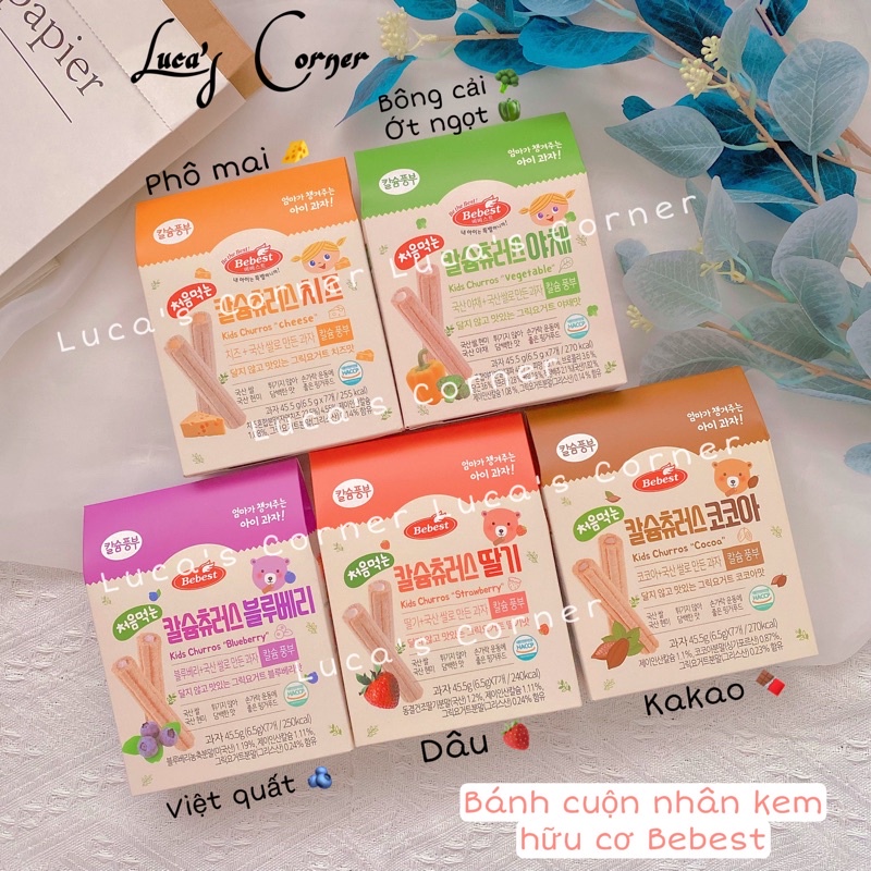 Bánh cuộn ngũ cốc nhân kem hữu cơ Bebest Hàn Quốc cho bé ăn dặm