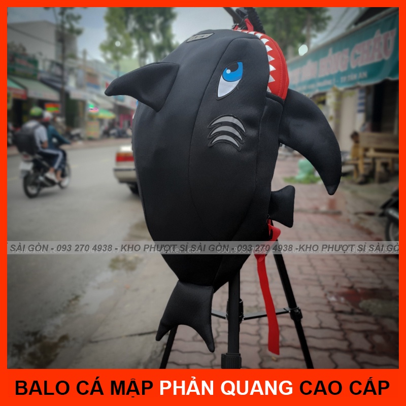 CHỌN MÀU - [GIÁ SỈ] Balo cá mập phản quang đựng mũ bảo hiểm siêu cá tính - Balo cặp xách cá mập Babe Shark 3D phẩn quang