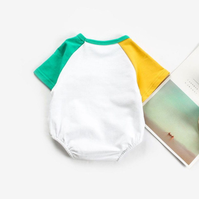 Bộ đồ liền thân tay ngắn in hình mặt cười dành cho bé sơ sinh