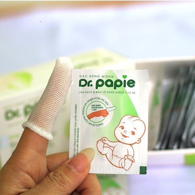 Gạc rơ lưỡi, tưa lưỡi cho bé Dr Papie vệ sinh lưỡi, răng miệng (hộp 30 gói)