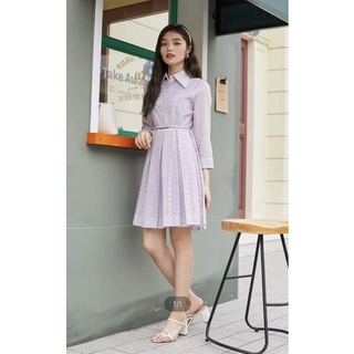 Đầm sơ mi thêu cổ bẻ xếp ly Vero Moda