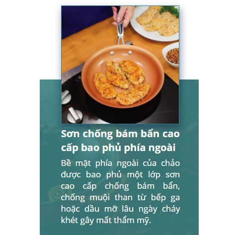 (THANH LÝ) CHẢO Red Copper Pan Công nghệ phủ ceramic siêu chống dính, tay cầm thép không gỉ, chống nóng sz 20, 24, 26cm