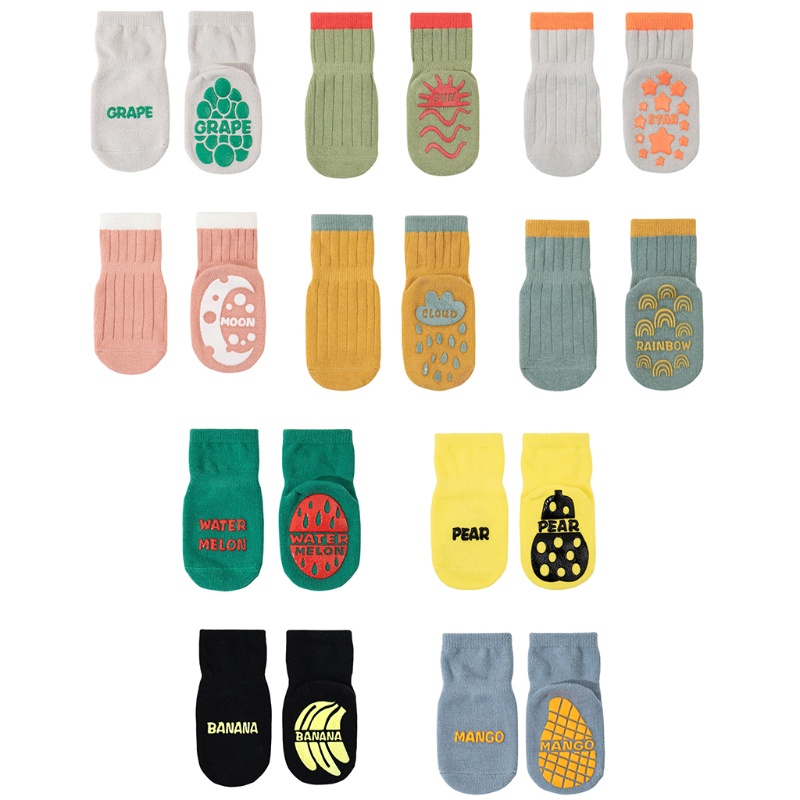 1 Đôi Vớ Chống Trượt Họa Tiết Trái Cây Hoạt Hình Dễ Thương Cho Bé