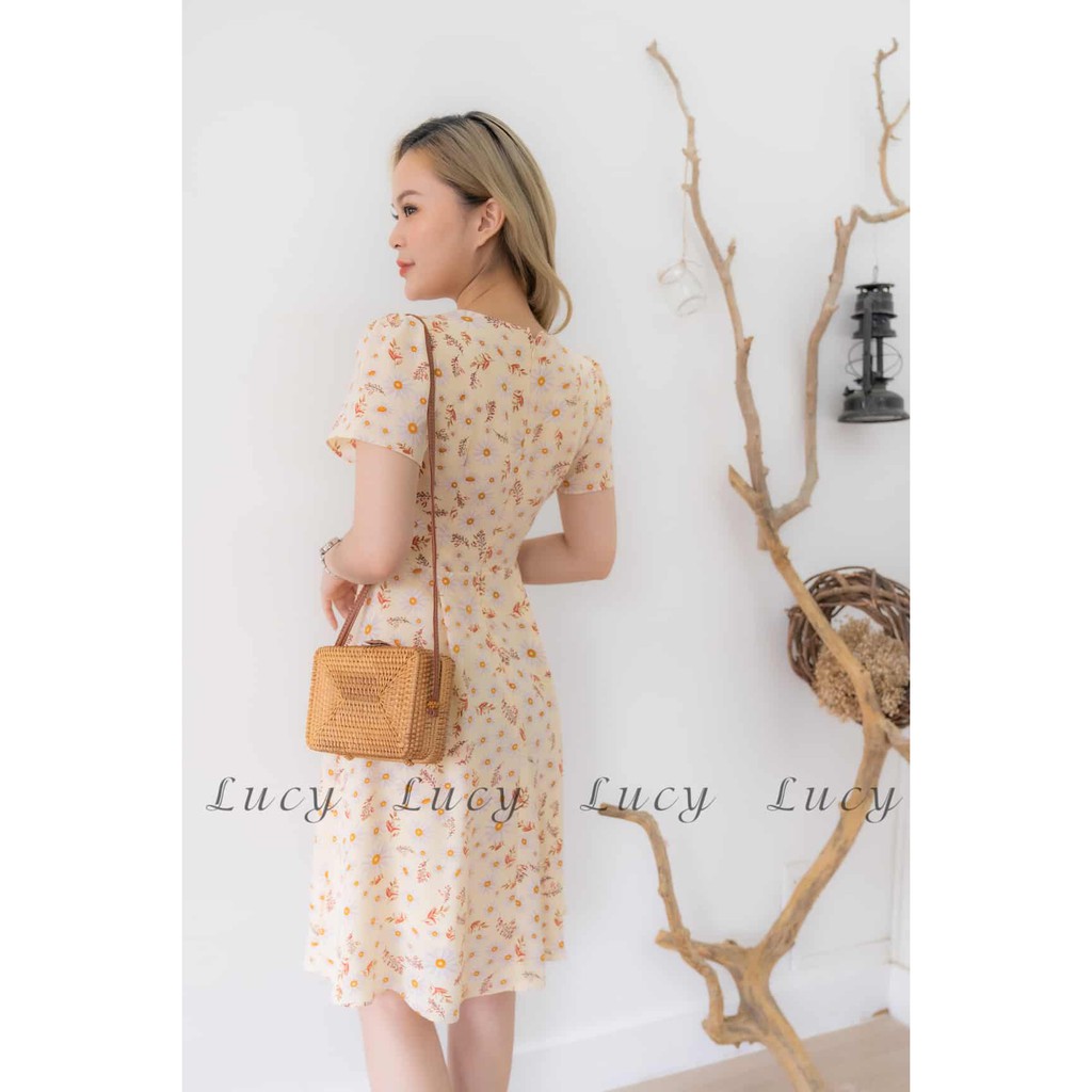 Đầm nữ dáng xoè lụa hoa Váy Lucy Betty 1215