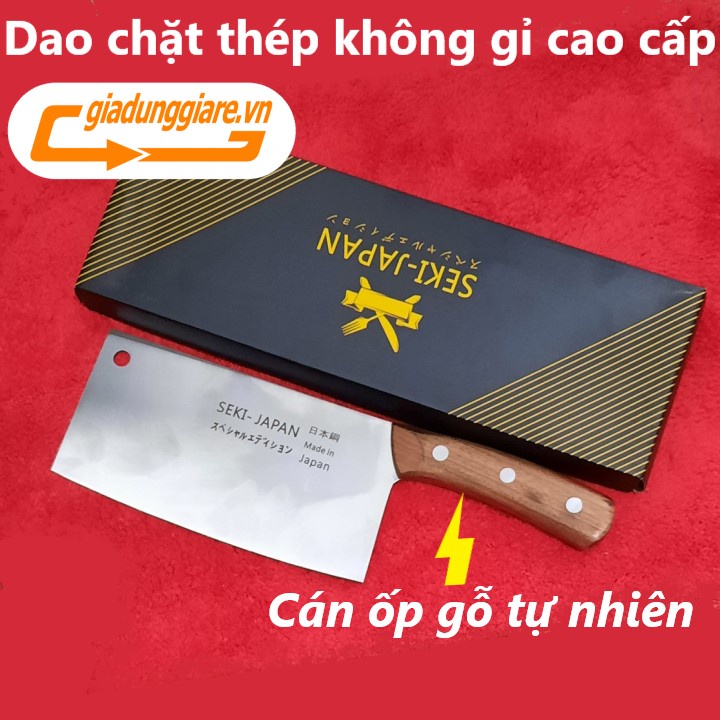 DAO CHẶT SEKI Nhật Bản (Hàng chính hãng, nặng 600g) - Dao chặt xương, chặt gà, chặt cá thép không gỉ, sắc bén, đầm tay