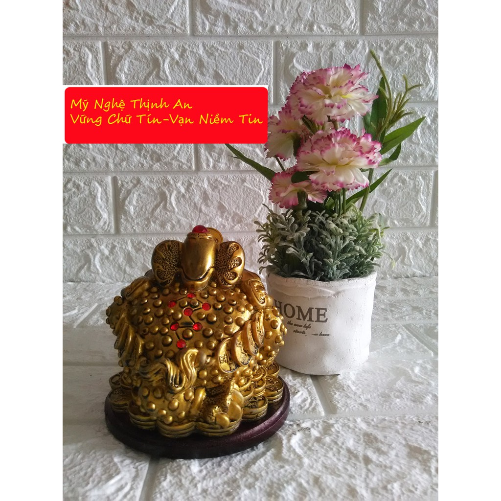 Tượng Cóc ba chân ngậm tiền vàng chiêu giữ tài lộc màu đồng TTD16 | BigBuy360 - bigbuy360.vn
