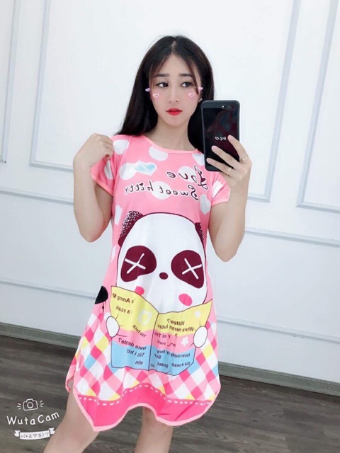 Váy ngủ nữ mặc nhà hoạt hình dễ thương, Chất thun co giãn 4 chiều , hình 2 mặt , Ship Hoả Tốc 30’