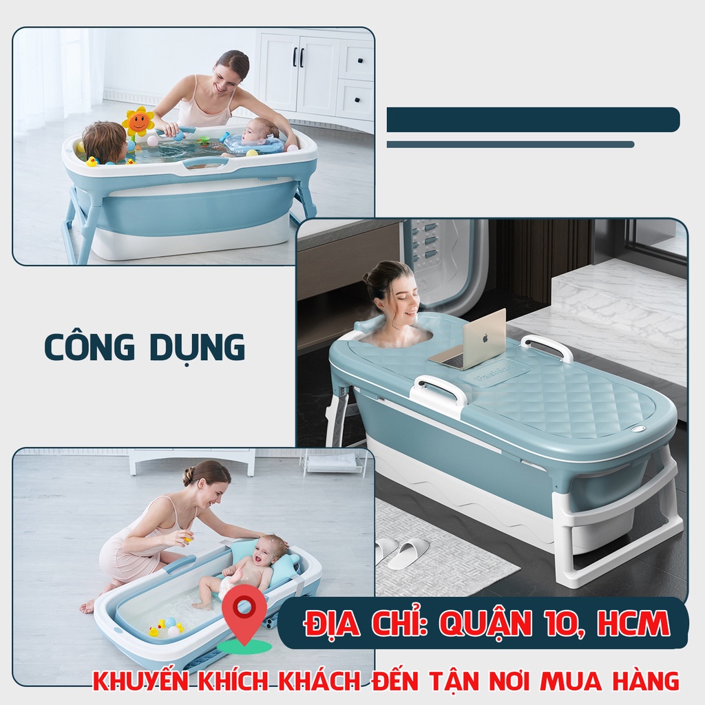 Bồn tắm nằm gấp gọn xếp góc silicone massage xông hơi size lớn Legaxi