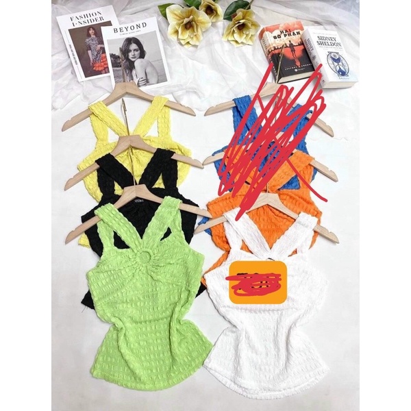 Áo xốp dây chéo phối khoen tròn siêu đẹp KX alohashop91