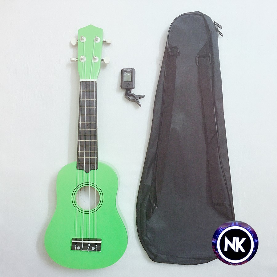 Gói Ukulele Soprano trơn nhiều màu + Bao vải + Máy lên dây - Có Sẵn