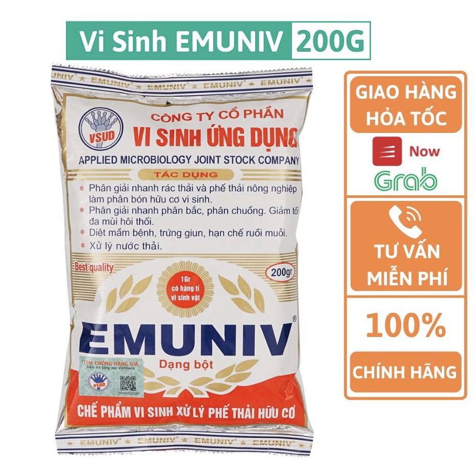 6 GÓI - MEN HỮU CƠ VI SINH Chế Phẩm Vi Sinh EMUNIV Ủ Phân Và Rác Thải Hữu Cơ