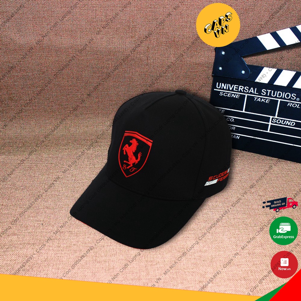 Mũ Lưỡi Trai Nón Kết Cao Cấp Logo Ferrari Thời Trang Vải kaki HQ
