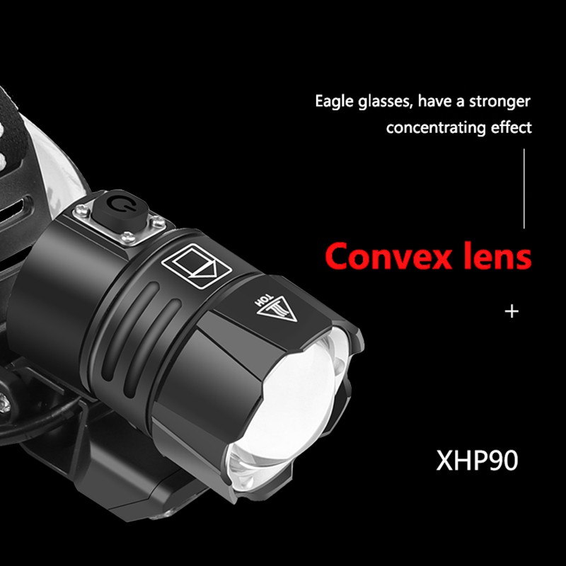 Đèn Pin Đội Đầu Xhp90 + Cob Có Thể Zoom In / Out