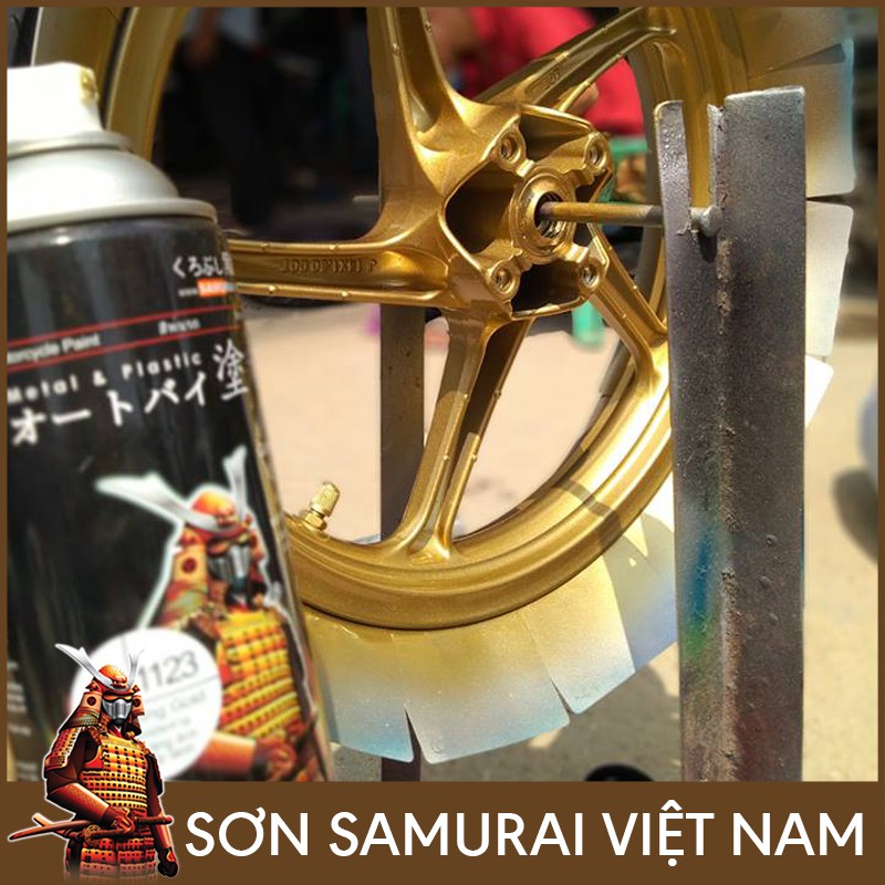 Màu Vàng Ánh Kim Sơn Samurai - Combo Màu Vàng 1123 Sơn Xịt Samurai