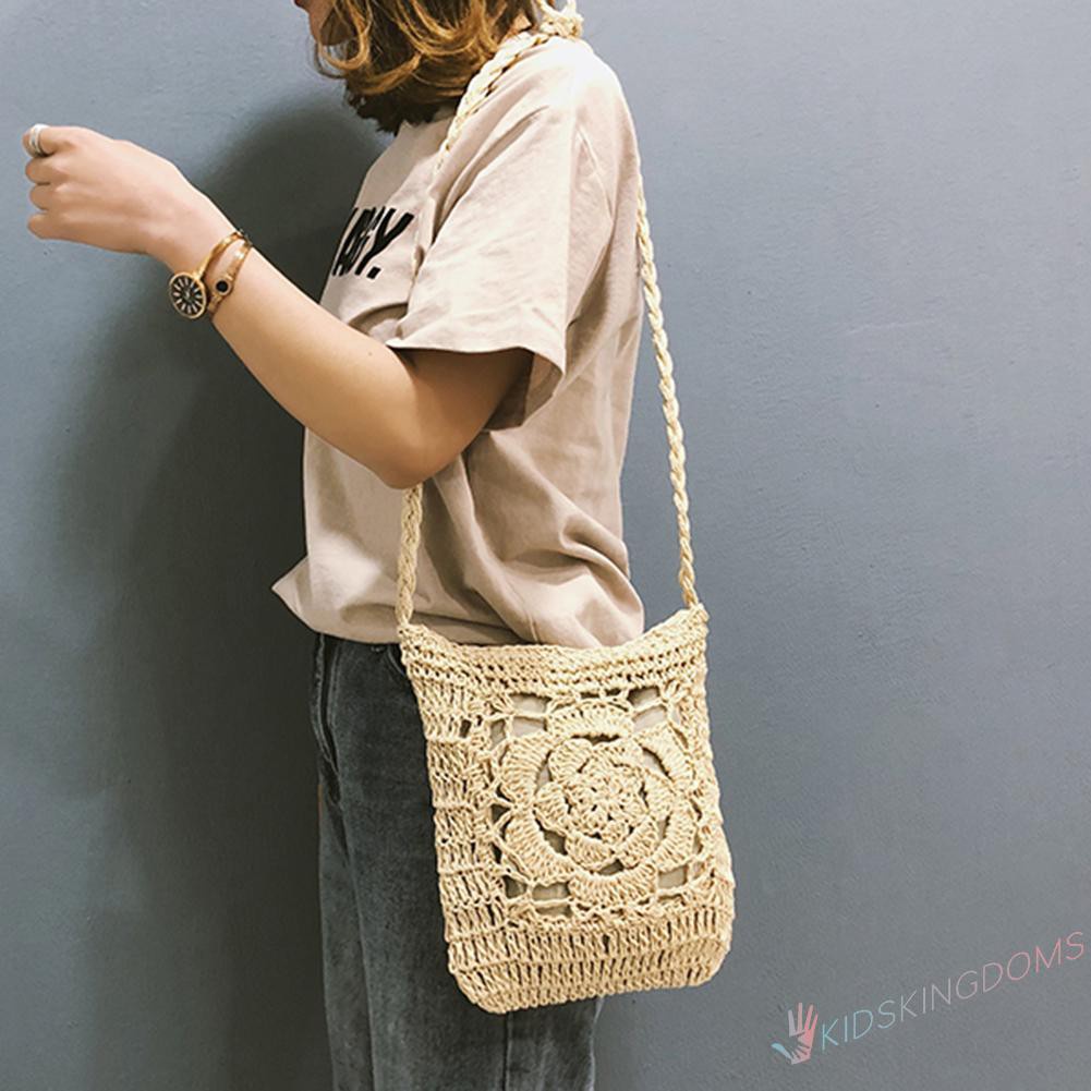 【Big Sale】Summer Beach Women Girls Crochet Braid Bags Shoulder Vintage Messenger Bag