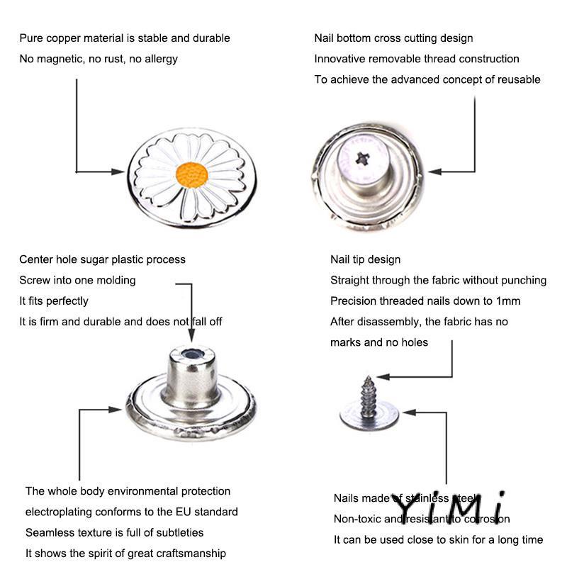 Nút Quần Jeans Bằng Kim Loại Có Thể Điều Chỉnh Tiện Dụng