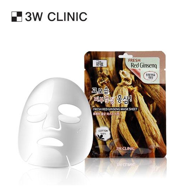 Mặt nạ chiết xuất từ nhân sâm đỏ 3W CLINIC FRESH RED GINSENG MASK SHEET 10 miếng / hộp