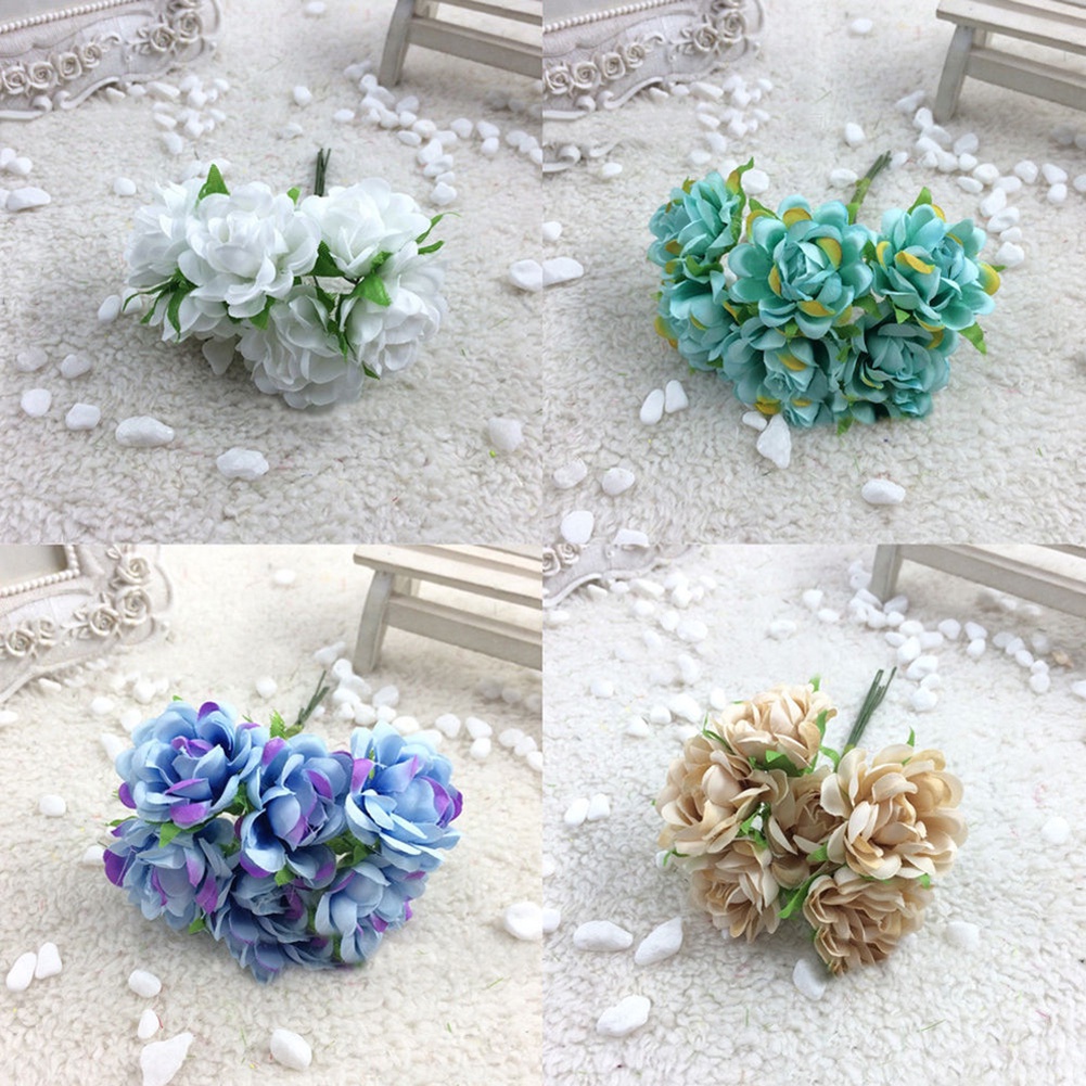 Set 6 Bông Hoa Giả Bằng Lụa Trang Trí Tiệc Cưới