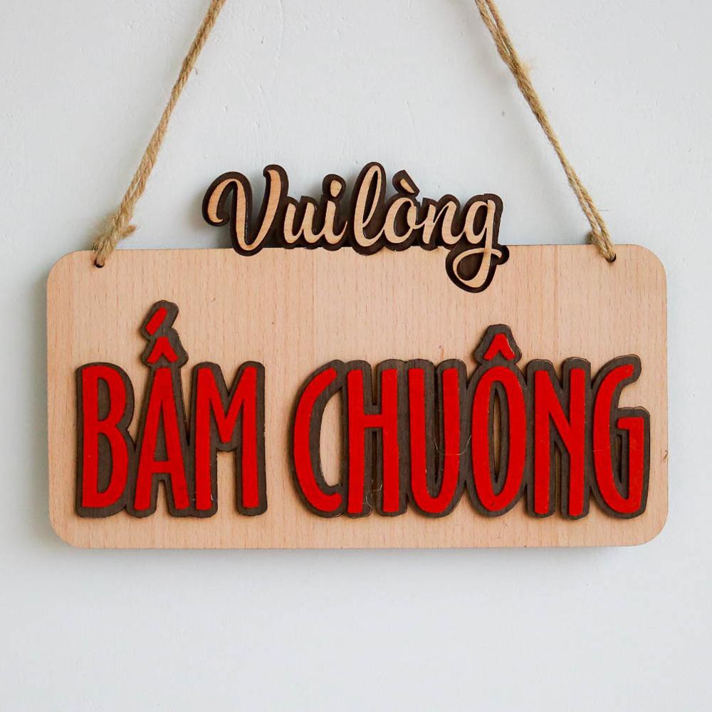 BẢNG GỖ DECOR VUI LÒNG GÕ CỬA / BẤM CHUÔNG