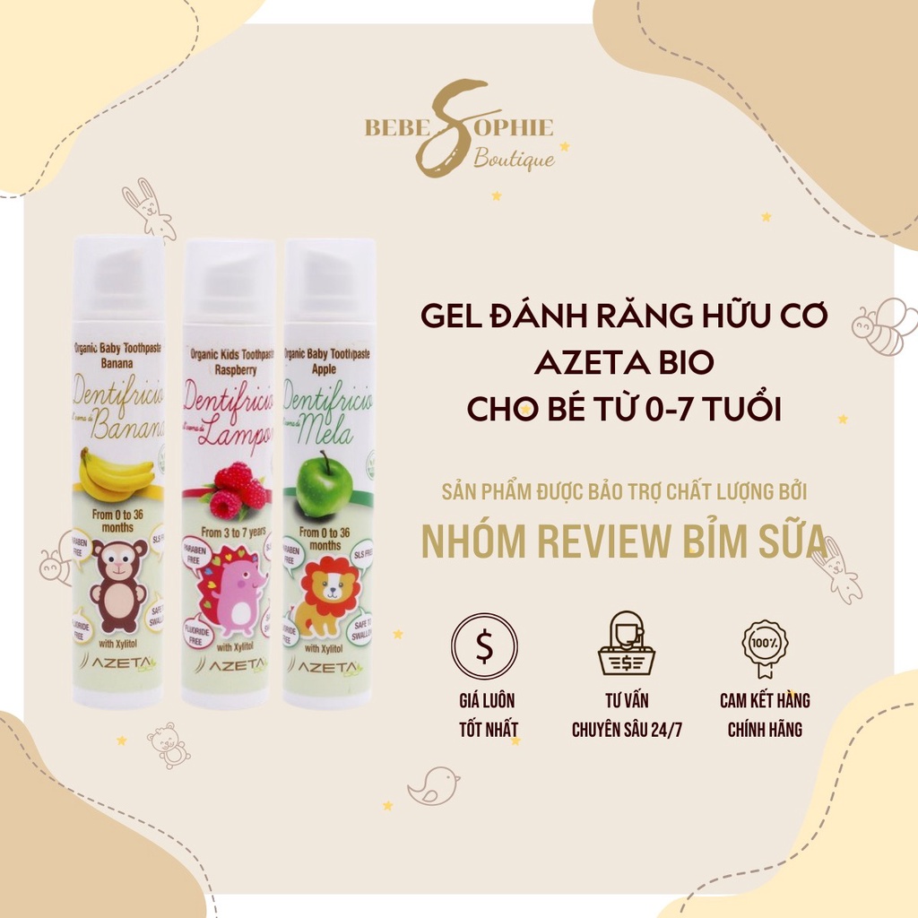 Kem đánh răng hữu cơ Azetabio cho bé từ sơ sinh - 7 tuổi