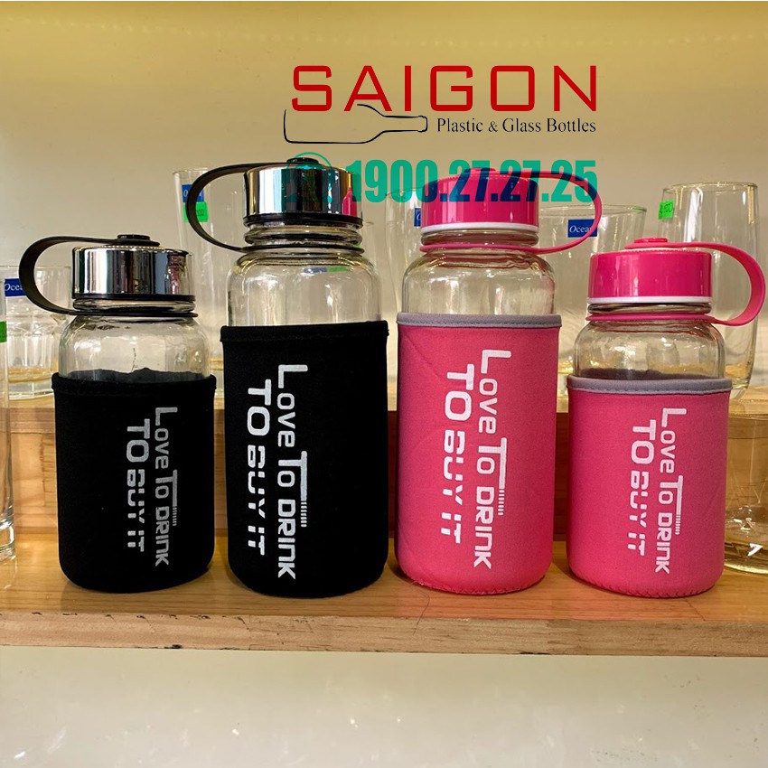 Bình Thủy Tinh Có Túi Giữ Nhiệt 850ml - 650ml Sang Trọng