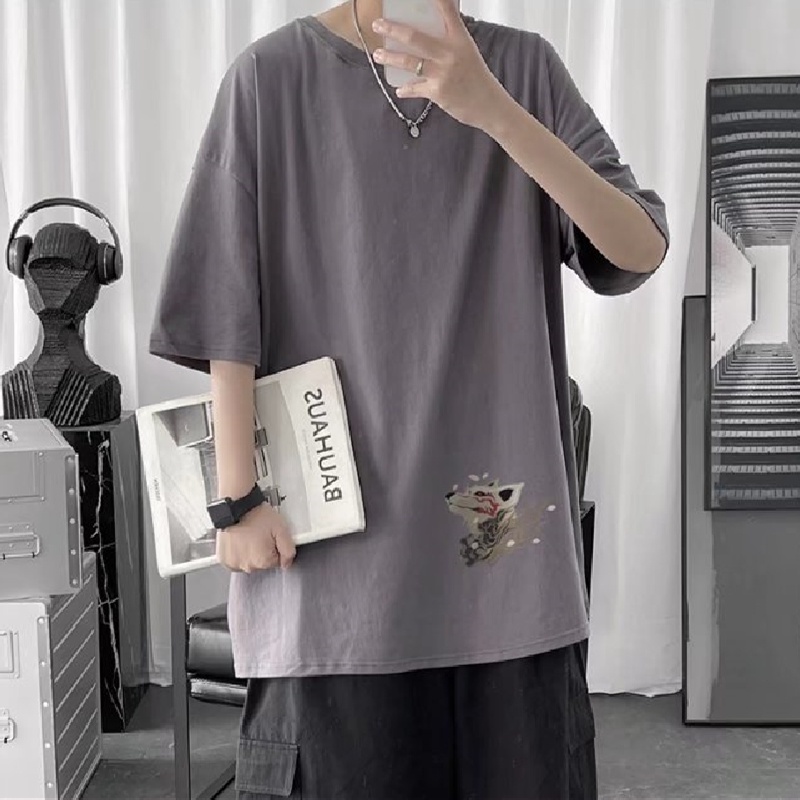 Áo Thun Dáng Rộng In Họa Tiết Hoạt Hình Phong Cách Hip Hop Đường Phố Hàn Quốc Thời Trang Mùa Hè Cho Nam / M-8XL