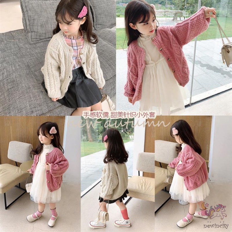 Áo khoác len cardigan phong cách Hàn Quốc đáng yêu cho bé gái