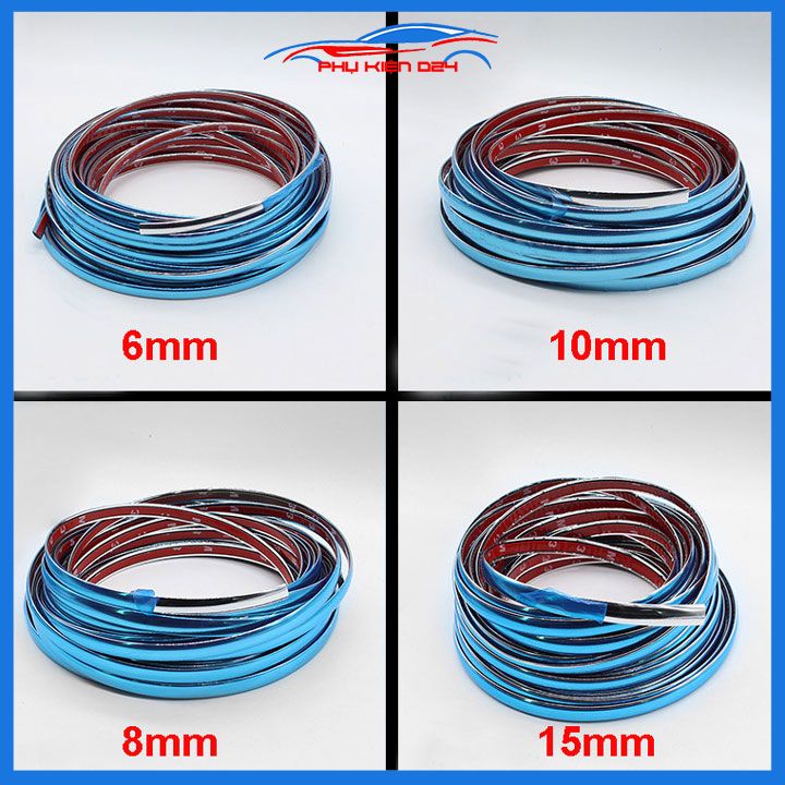 Cuộn nẹp viền chân kính ô tô chiều rộng 6/8/10/12/15/18/20/25mm mạ crom bảo vệ chống ồn cho xe