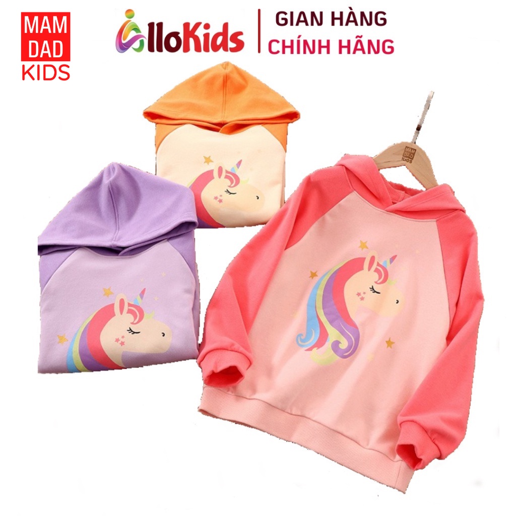 Áo nỉ hoodie có mũ hãng Mamdadkids cho bé gái họa tiết ngựa Pony