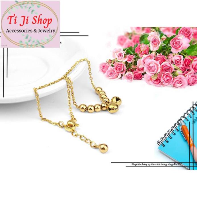 LẮC TAY NỮ INOX CHUÔNG MẠ VÀNG KHÔNG ĐEN - siêu đẹp,
