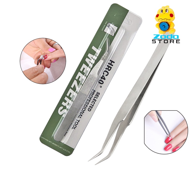 Nhíp cong thép không gỉ gắp lông mi giả, lông chim yến, gắp mụn, gắp linh kiện điện tử chuyên dụng