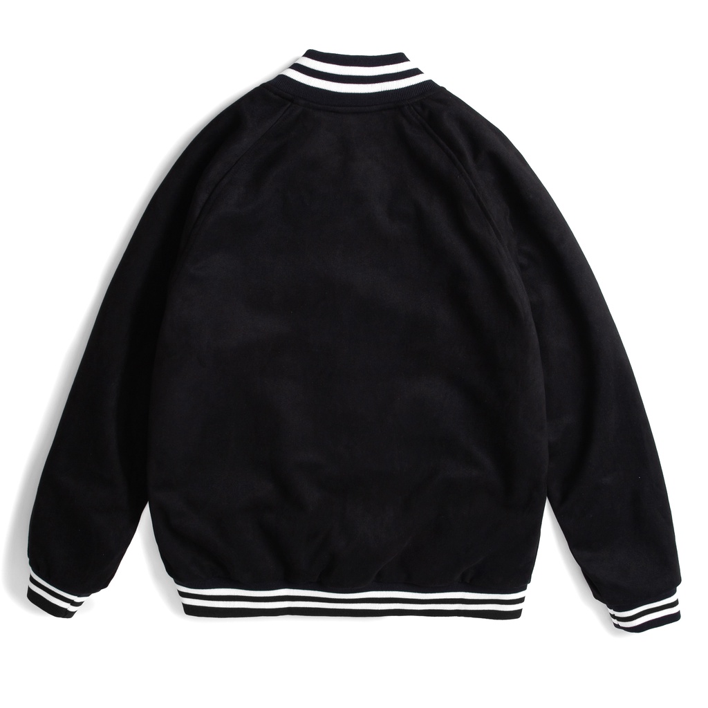 Áo khoác bomber varsity da lộn , dricco