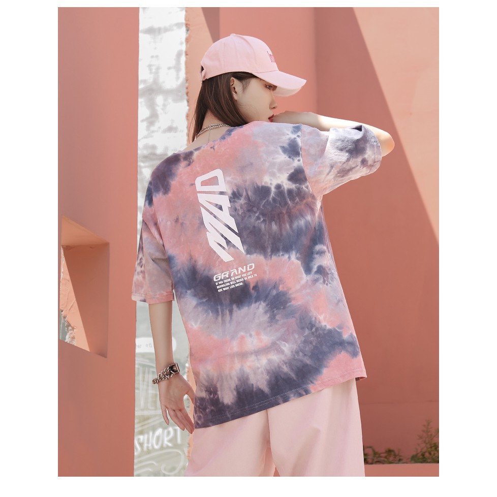 áo thun tay lỡ nam nữ unisex loang màu siêu đẹp