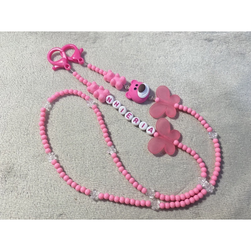 Dây đeo khẩu trang tone hồng gắn tên theo yêu cầu