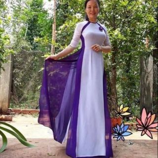 Áo dài may sẵn 4 tà phối màu đẹp (hình thật)