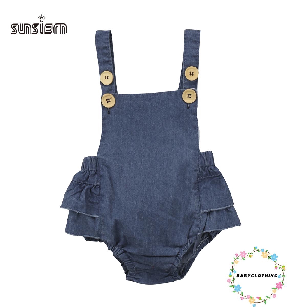 ღWSVღInfant Newborn Baby Girls Denim Romper Bodysuit Playsuit Jeans Clothes Outfits