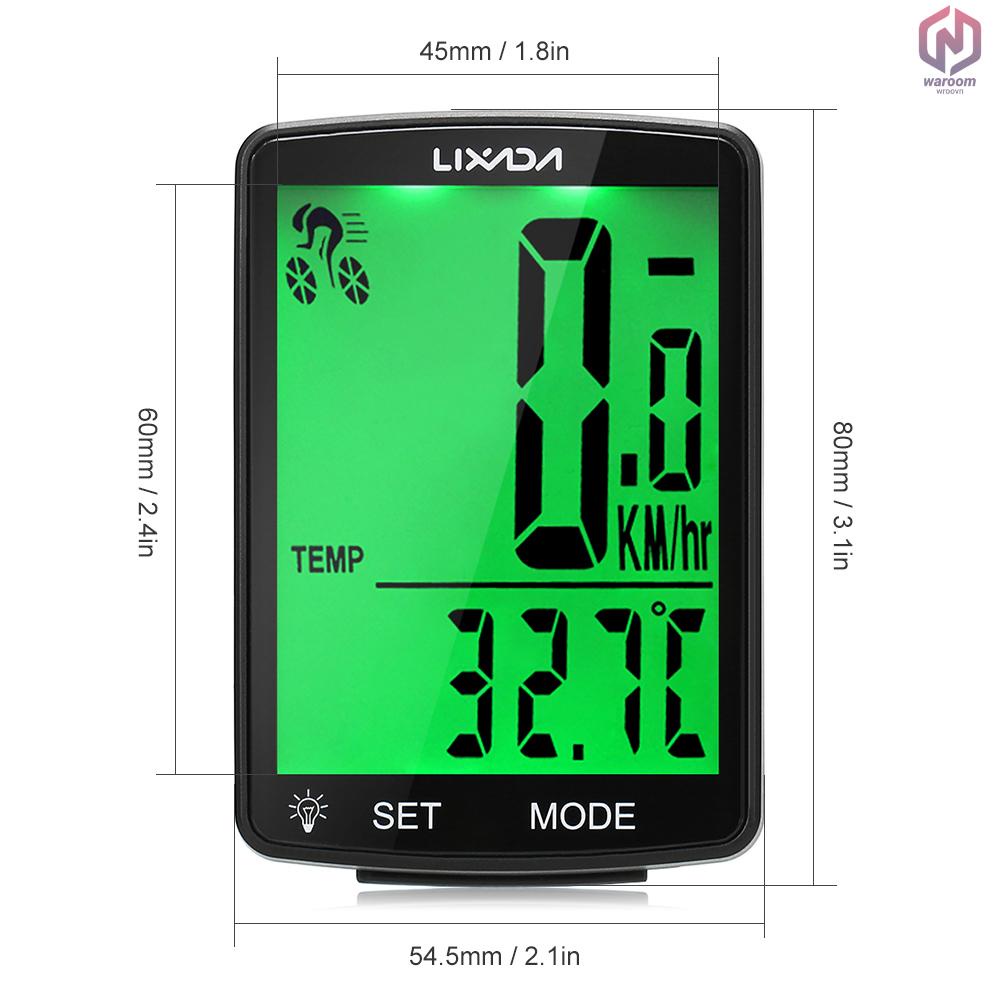 LIXADA Đồng hồ đo tốc độ không dây màn hình LCD chống thấm nước IPX6 cho xe đạp leo núi